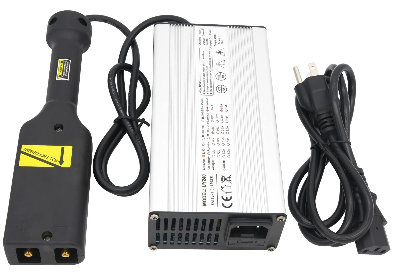 Keyhao 36V charger front view for EZGO carts with compact design