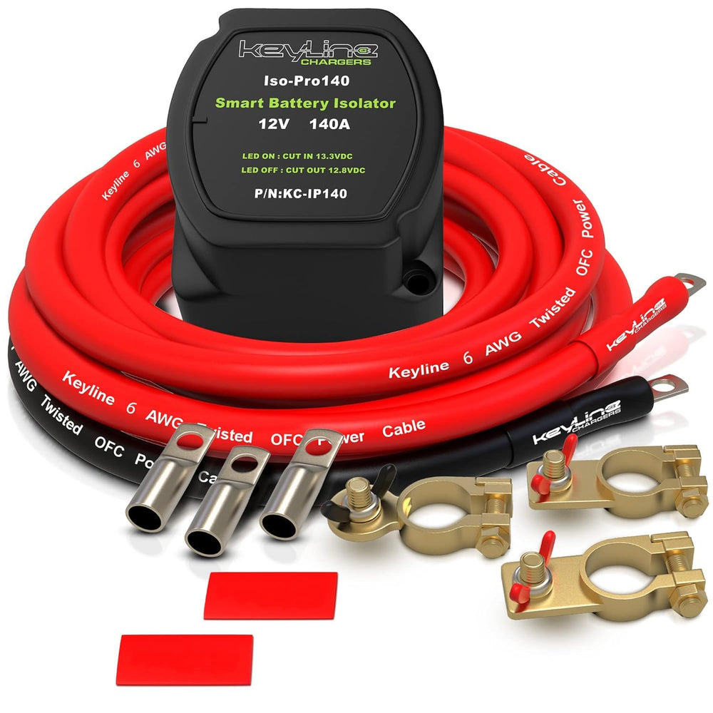 KeyLine Chargers dual battery isolator kit 12V compact under-hood installation