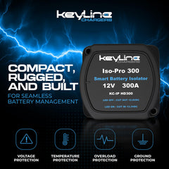 KeyLine Chargers VSR wiring cuts in at 13.3V to protect the start battery.