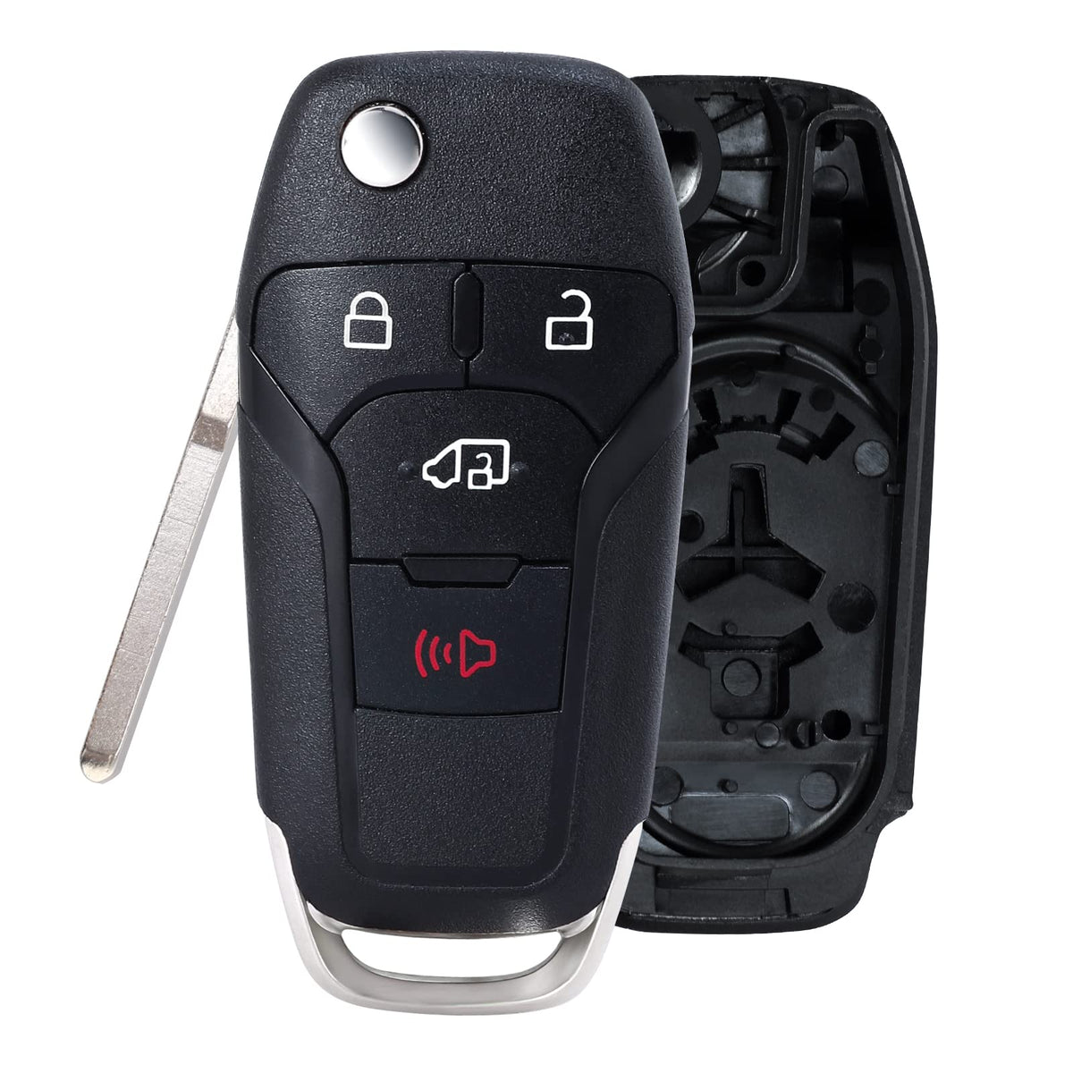 Keymall fob shell front view for Ford Transit Connect; precise button alignment.