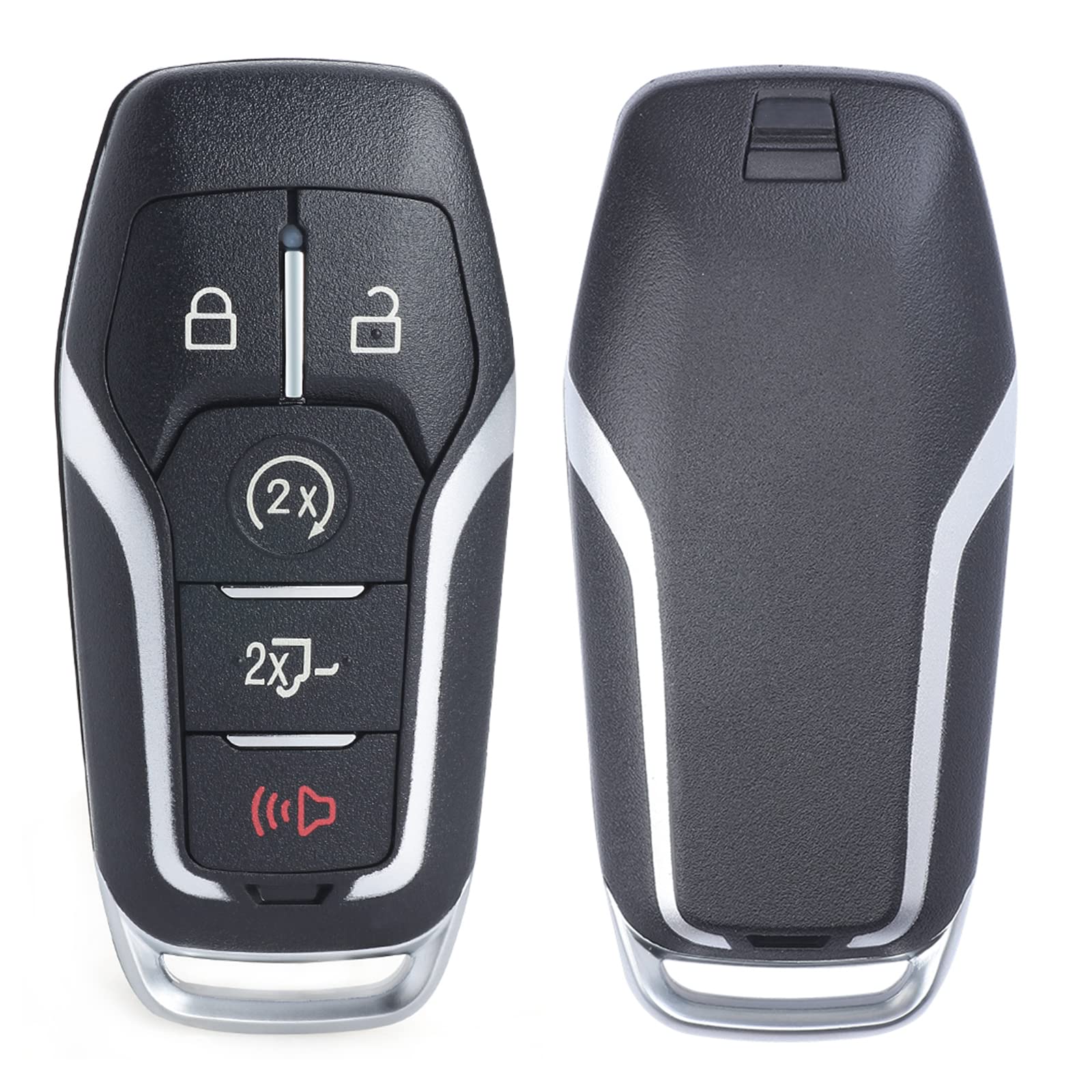 Keymall remote buttons detail highlights Lock, Unlock, Remote Start, Trunk, Panic.