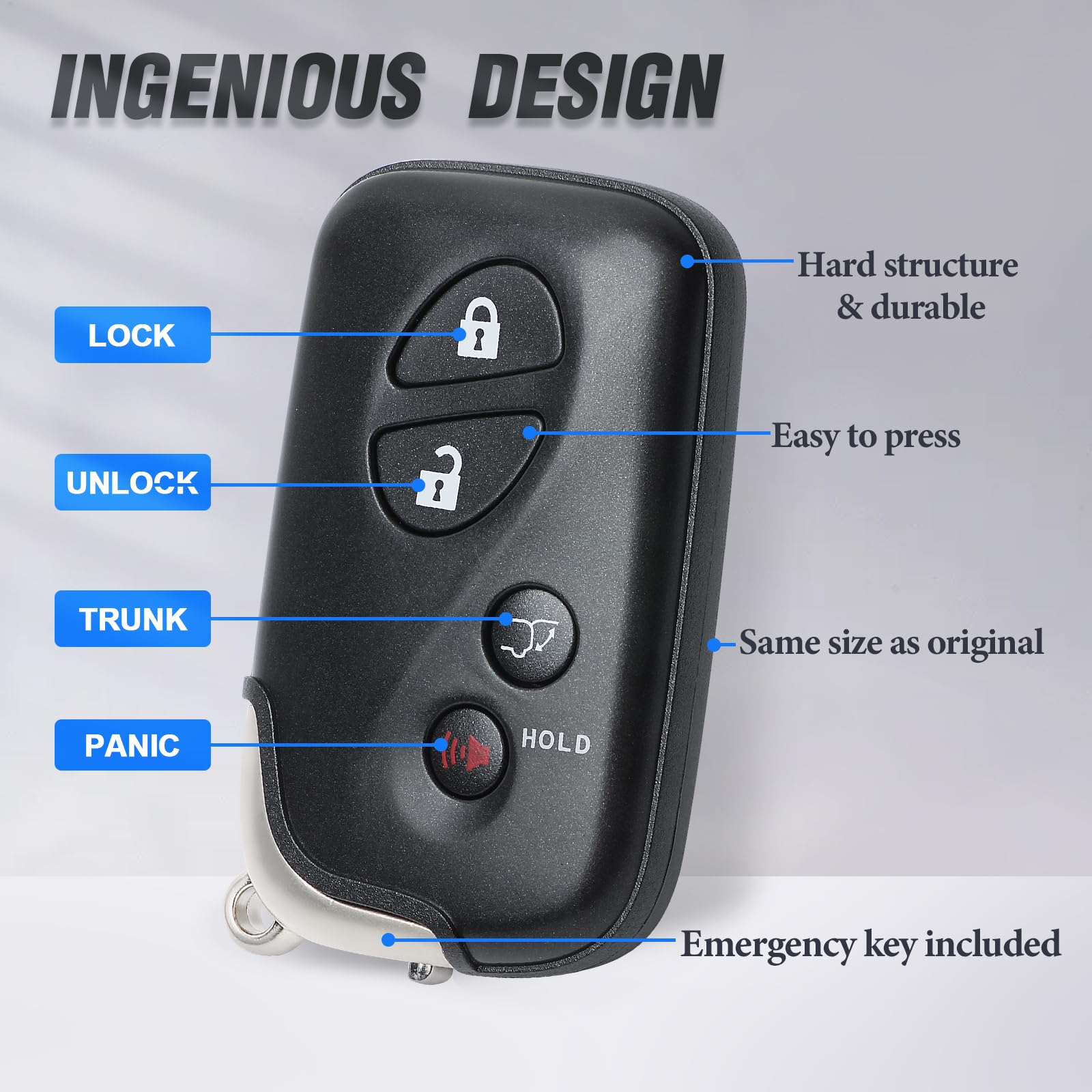 Keymall Smart Key Fob compatibility label clarifies model fit for Lexus