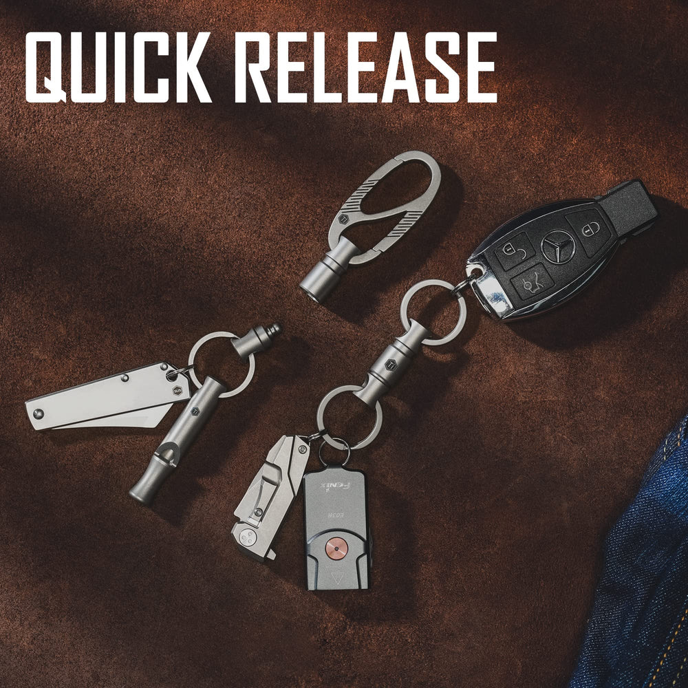 Titanium alloy construction offers durability and a reliable connection for everyday carry.