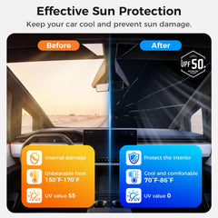 Kfonla dashboard pad under shade prevents scuffs on Cybertruck center console.