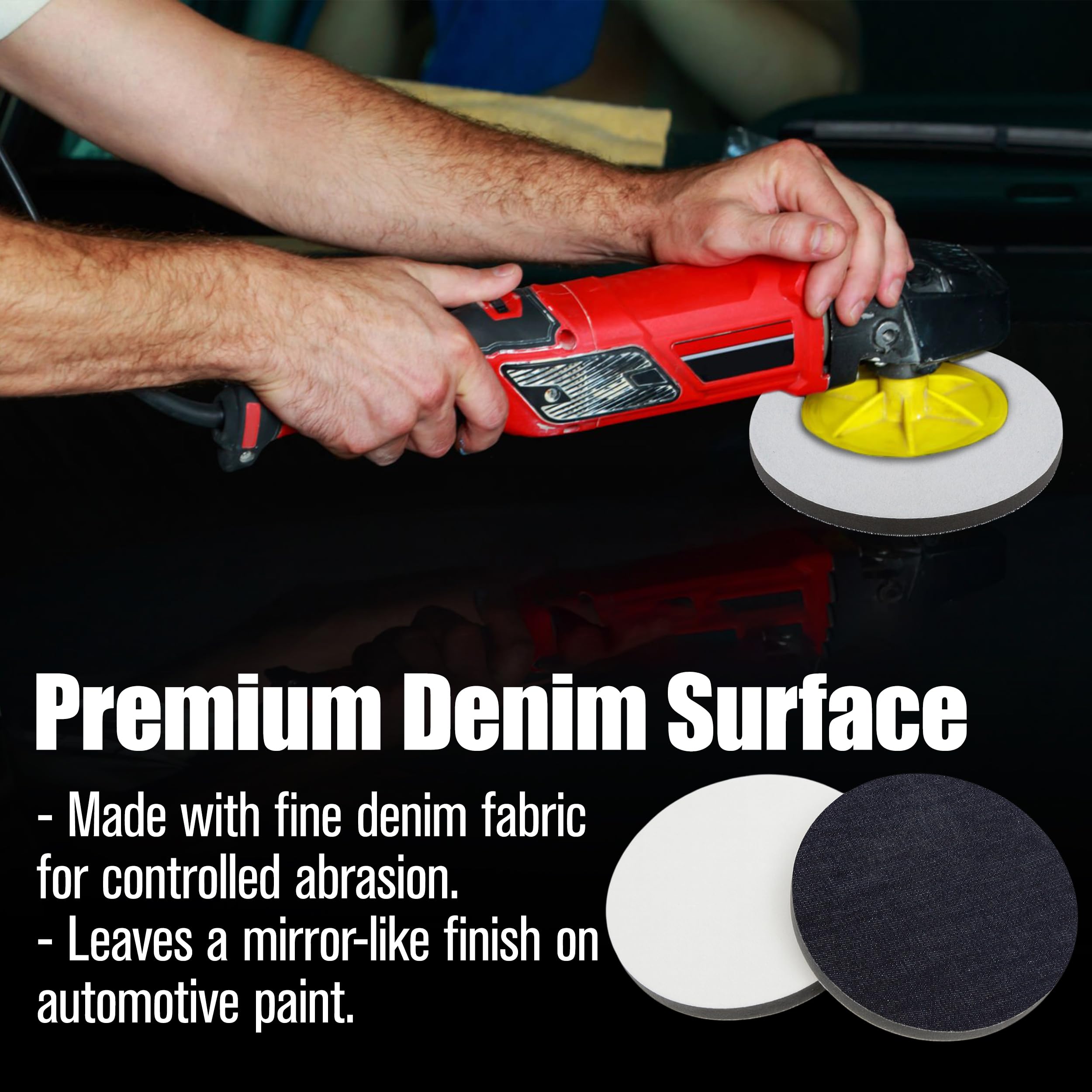 KH866 three-pack denim polishing pads ready for detailing steps