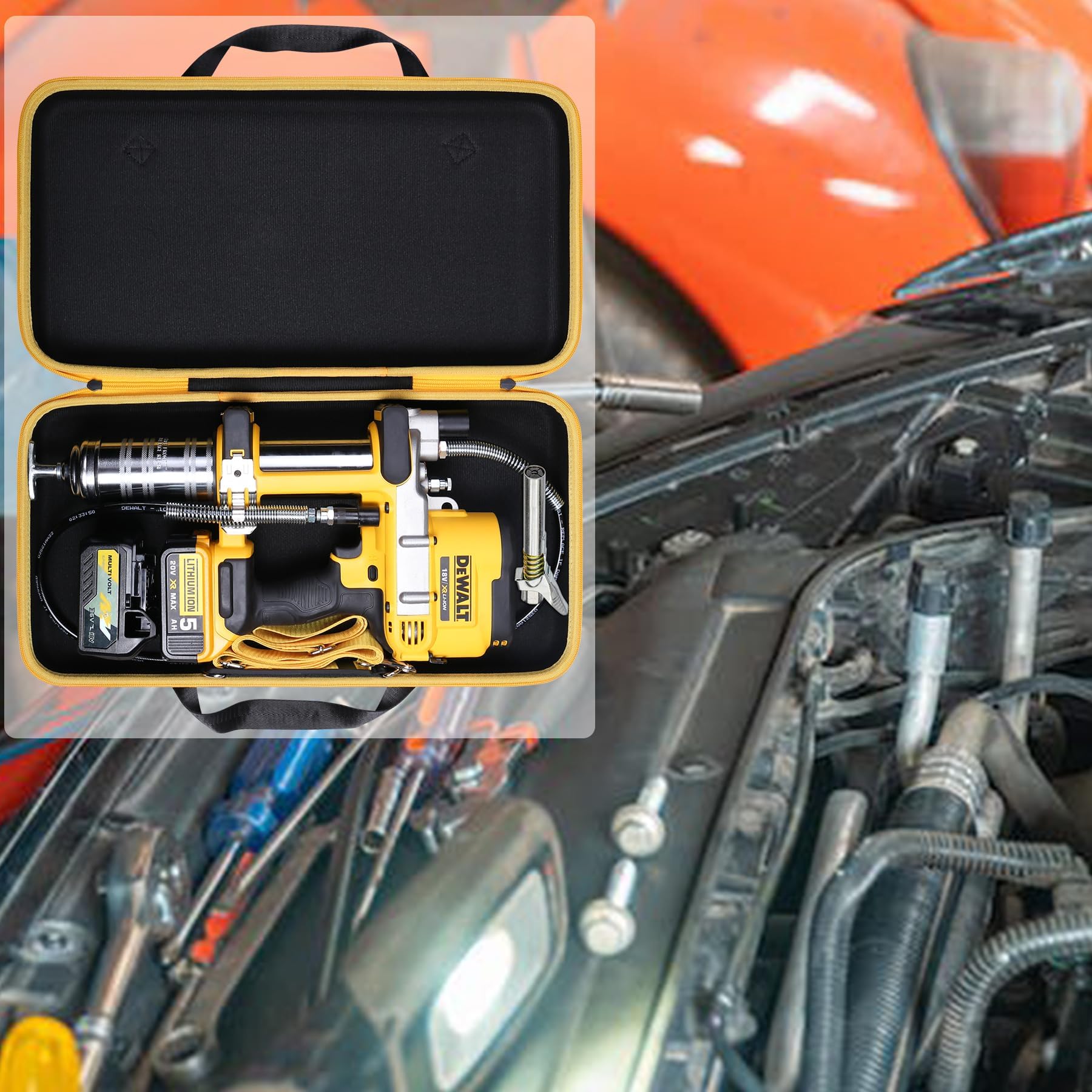 Reinforced handle and strap provide comfortable on-site transport.