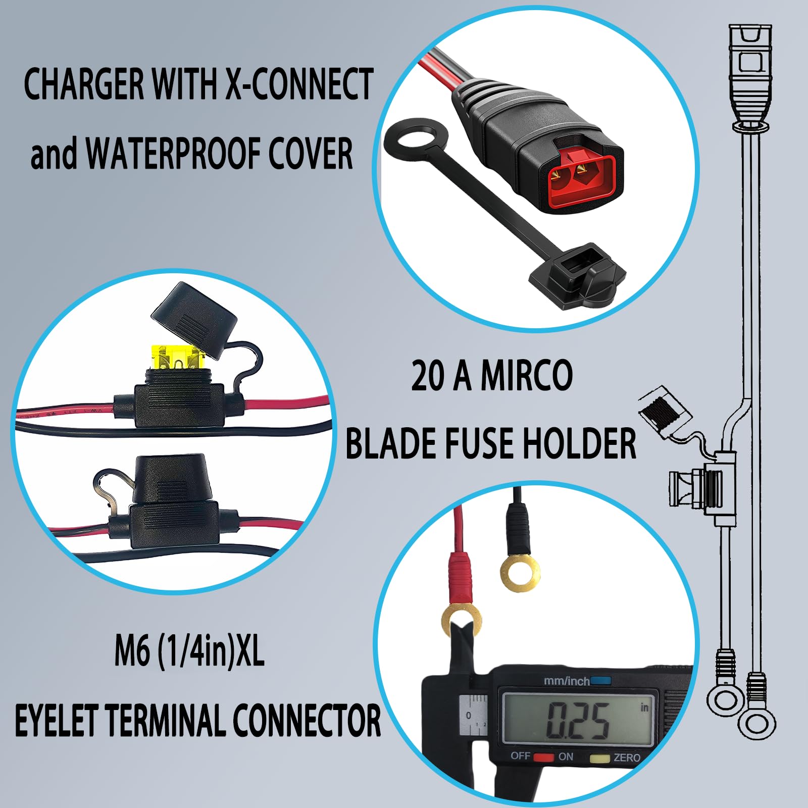 KIAPIEBIO GC002 M6 eyelet terminal ensures a secure, durable battery connection.