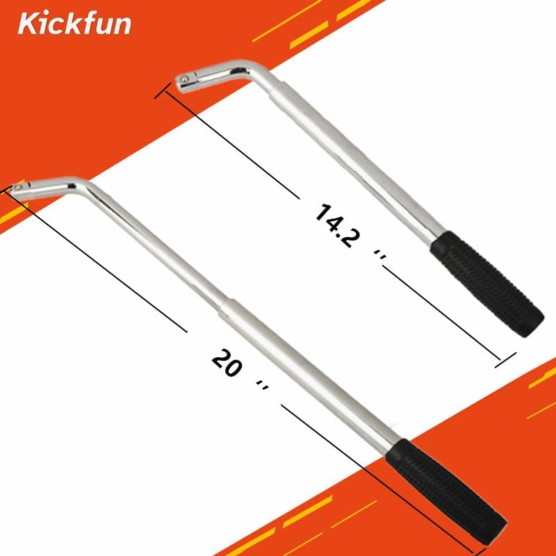 KickFun wrench with 1/2-inch drive and detachable sockets for versatile tire changes.
