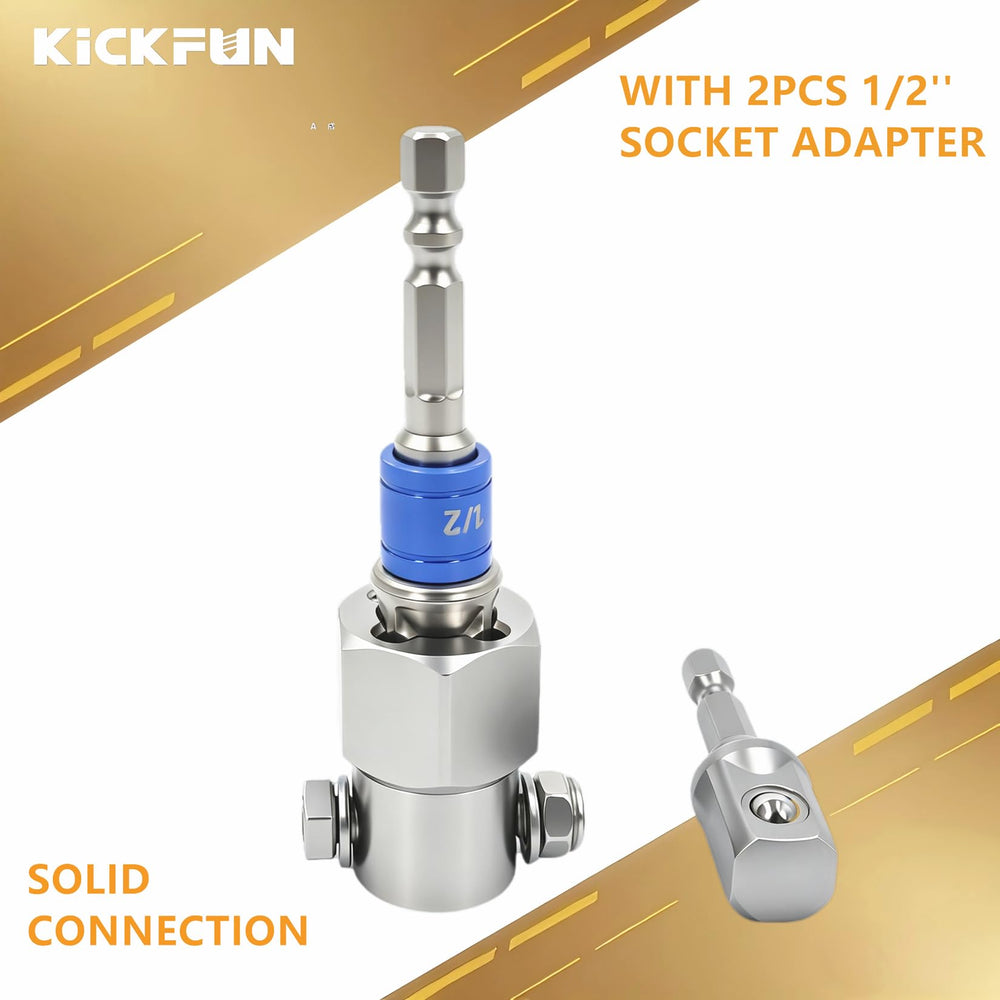 KickFun half-inch drive socket adapter demonstrates versatile drill compatibility.