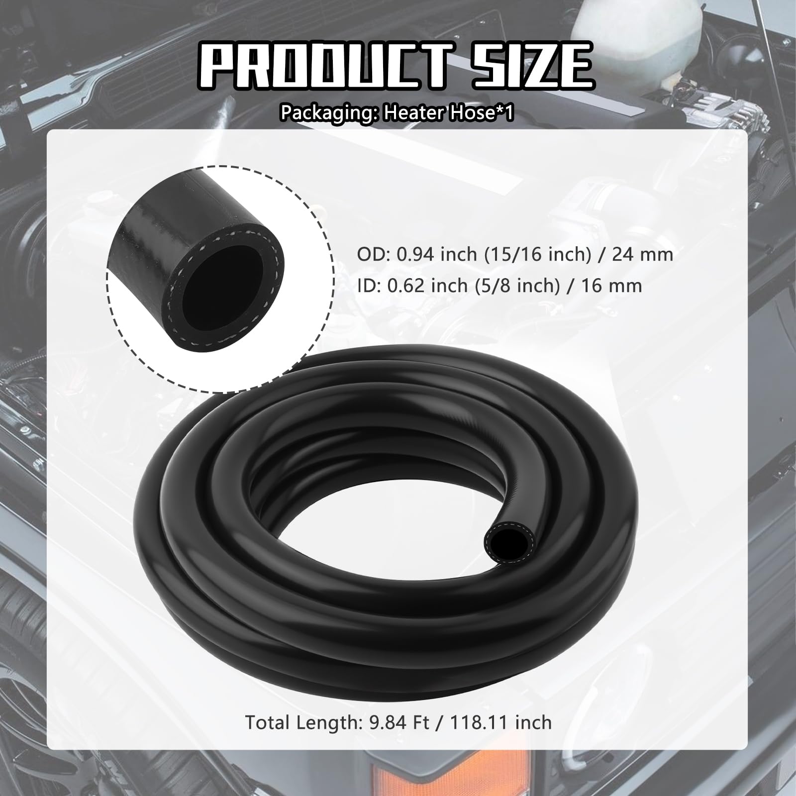 KIFIDAN heater hose 16mm inner diameter fits compact engine connections.