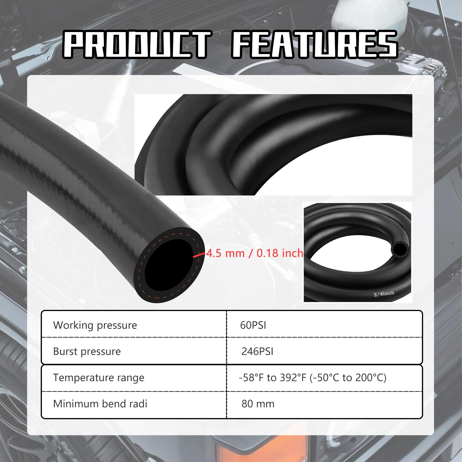 KIFIDAN silicone heater hose highlighting heat resistance and durability for engines.