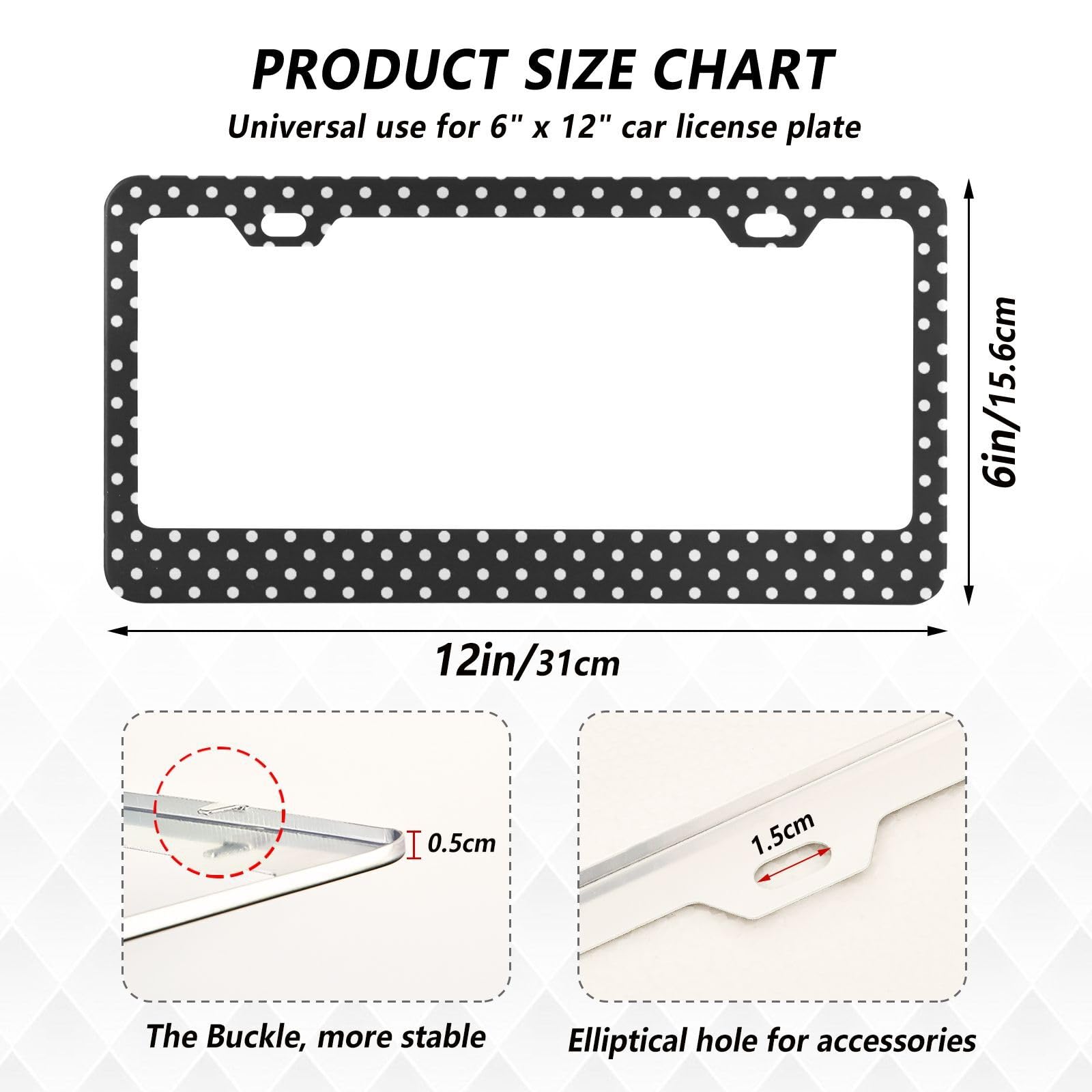 Kigai license frame screws included closeup for easy installation.