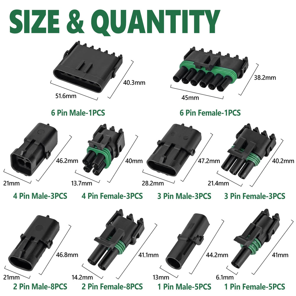 Kikerike 1 to 6 pin connectors assortment for versatile automotive wiring