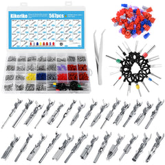 Kikerike Connector Pins Kit 567Pcs with 26 types for versatile automotive wiring.