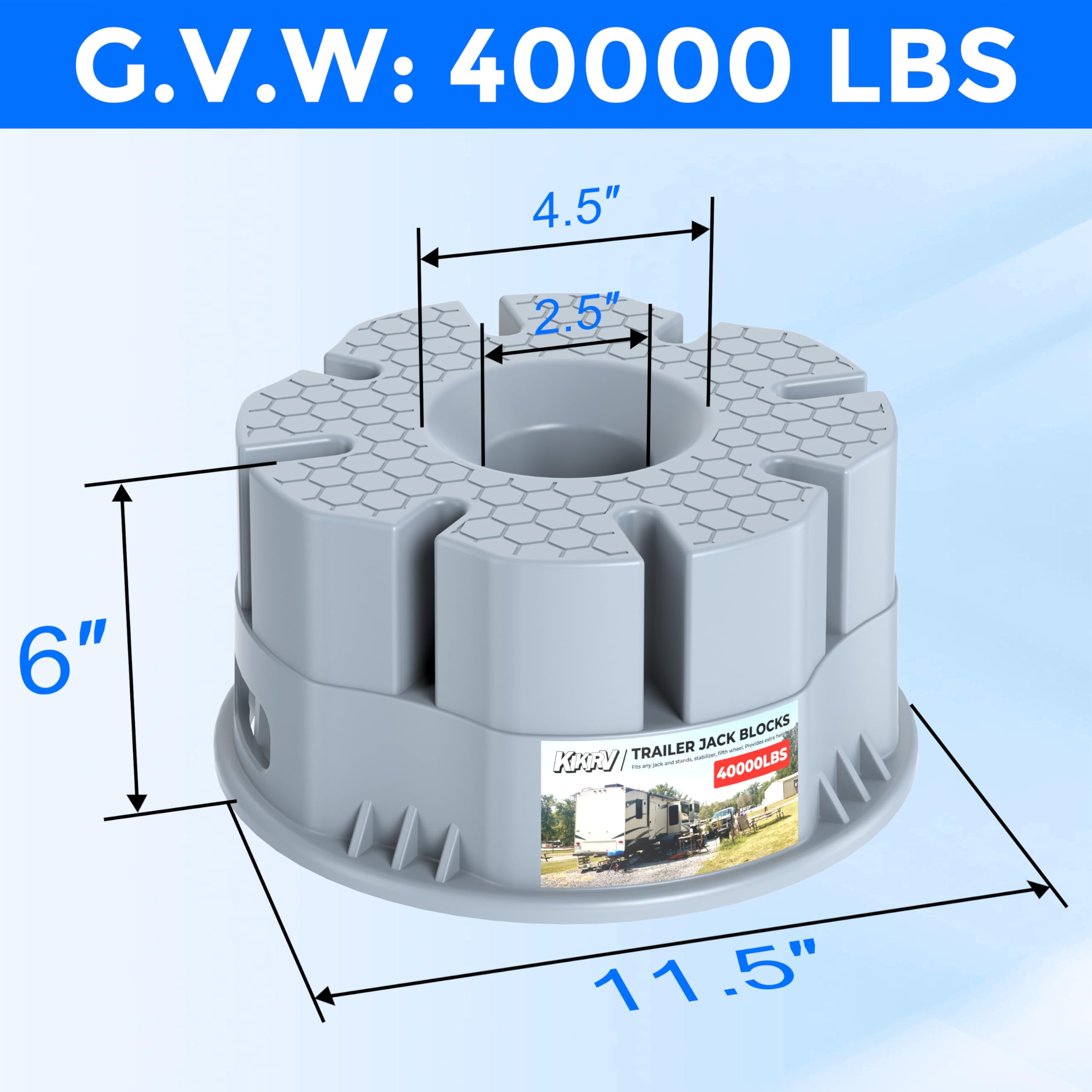 KIKIRV 40,000-lb capacity leveling pad supports heavy RVs.