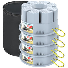KIKIRV 6'' trailer jack block for stable leveling on uneven ground.
