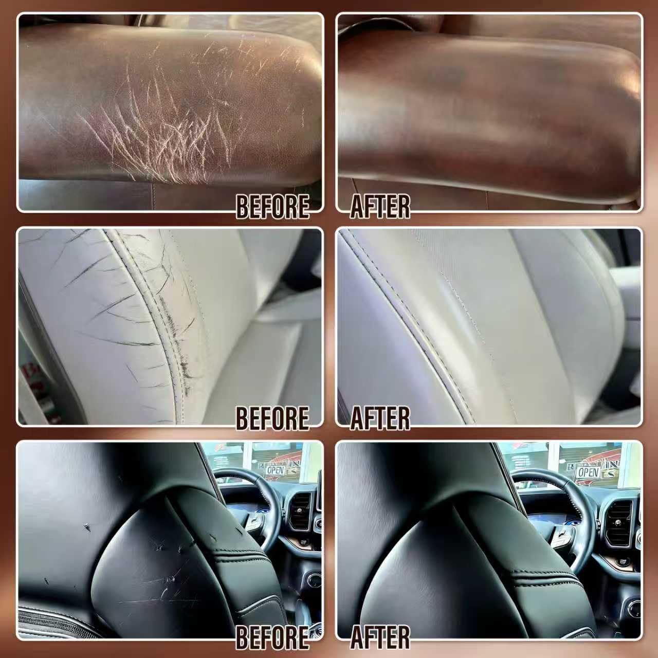 KIKYO applying repair on car seat shows an easy, step-by-step restoration.