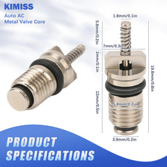 KIMISS Schrader valve core with aluminum-copper build for durability.