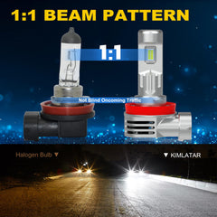 KIMLATAR H11 bulbs plug-and-play setup demonstrates easy installation.