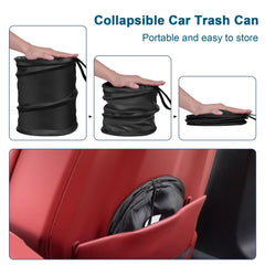 Kincown car trash bin collapsible and folds flat for storage.