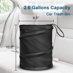 Kincown car trash bin elastic band hangs from headrest for mounting.