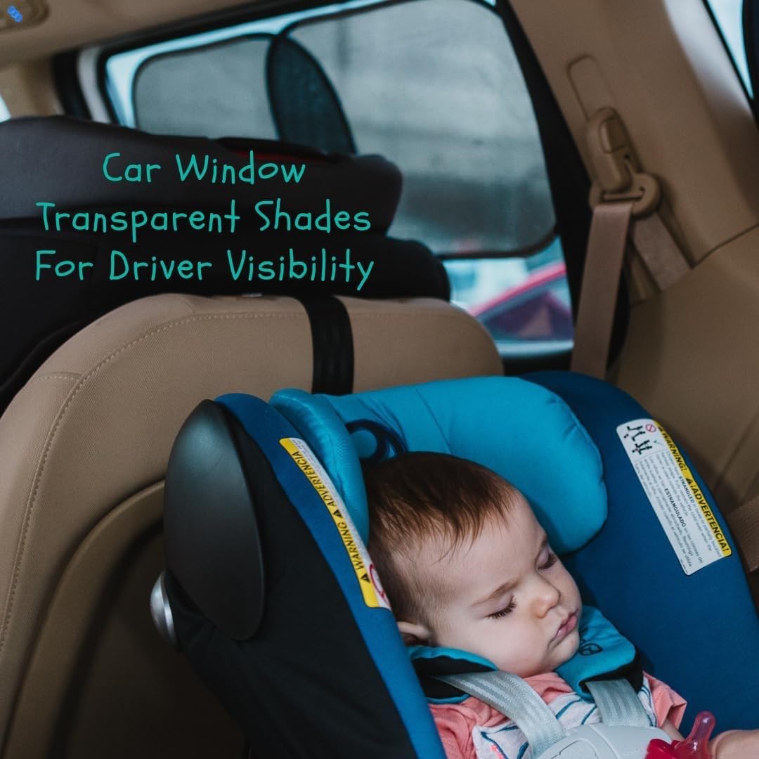 Kinder Fluff four-pack on side window providing UV protection