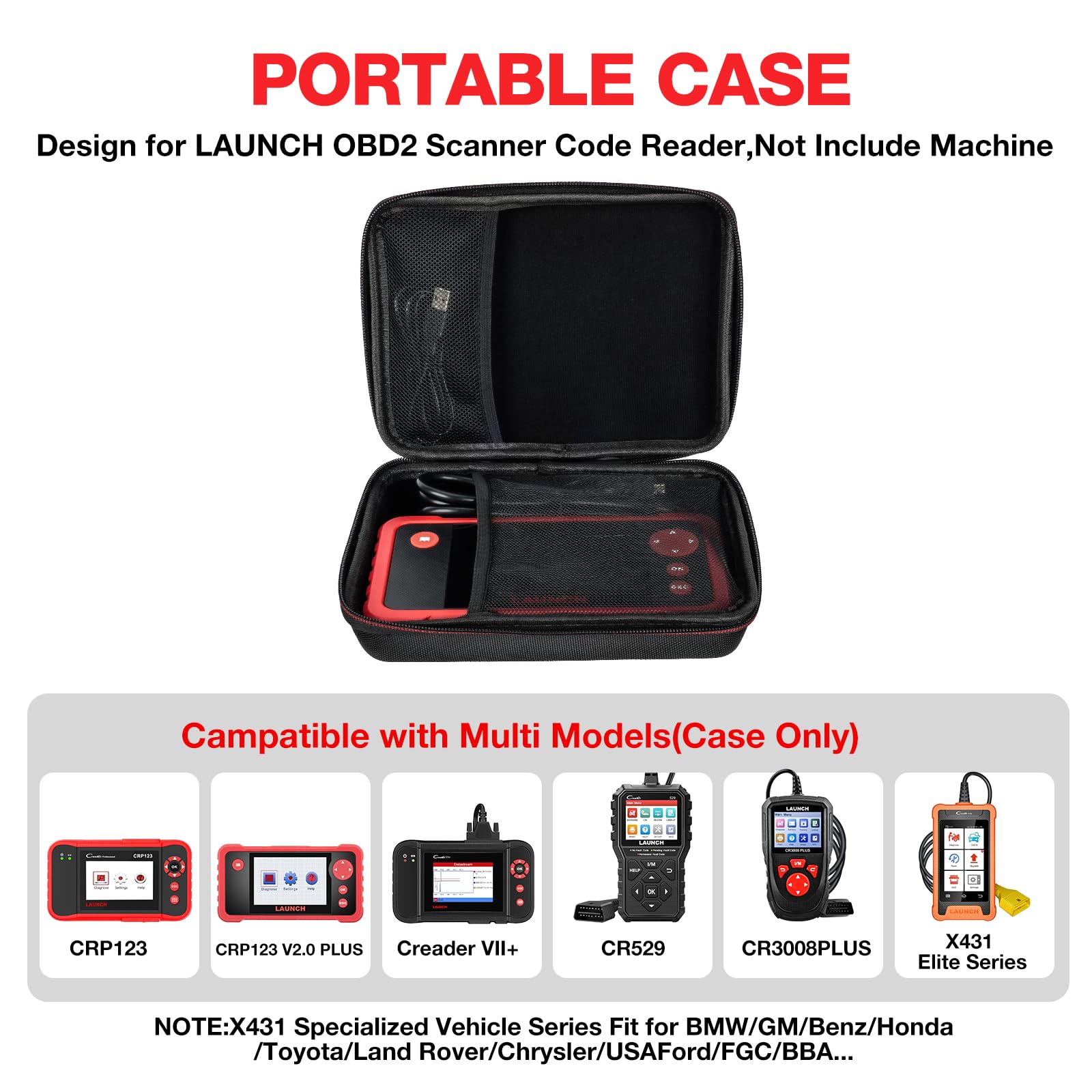 KINGBOLEN case with accessory pockets for cables and adapters.