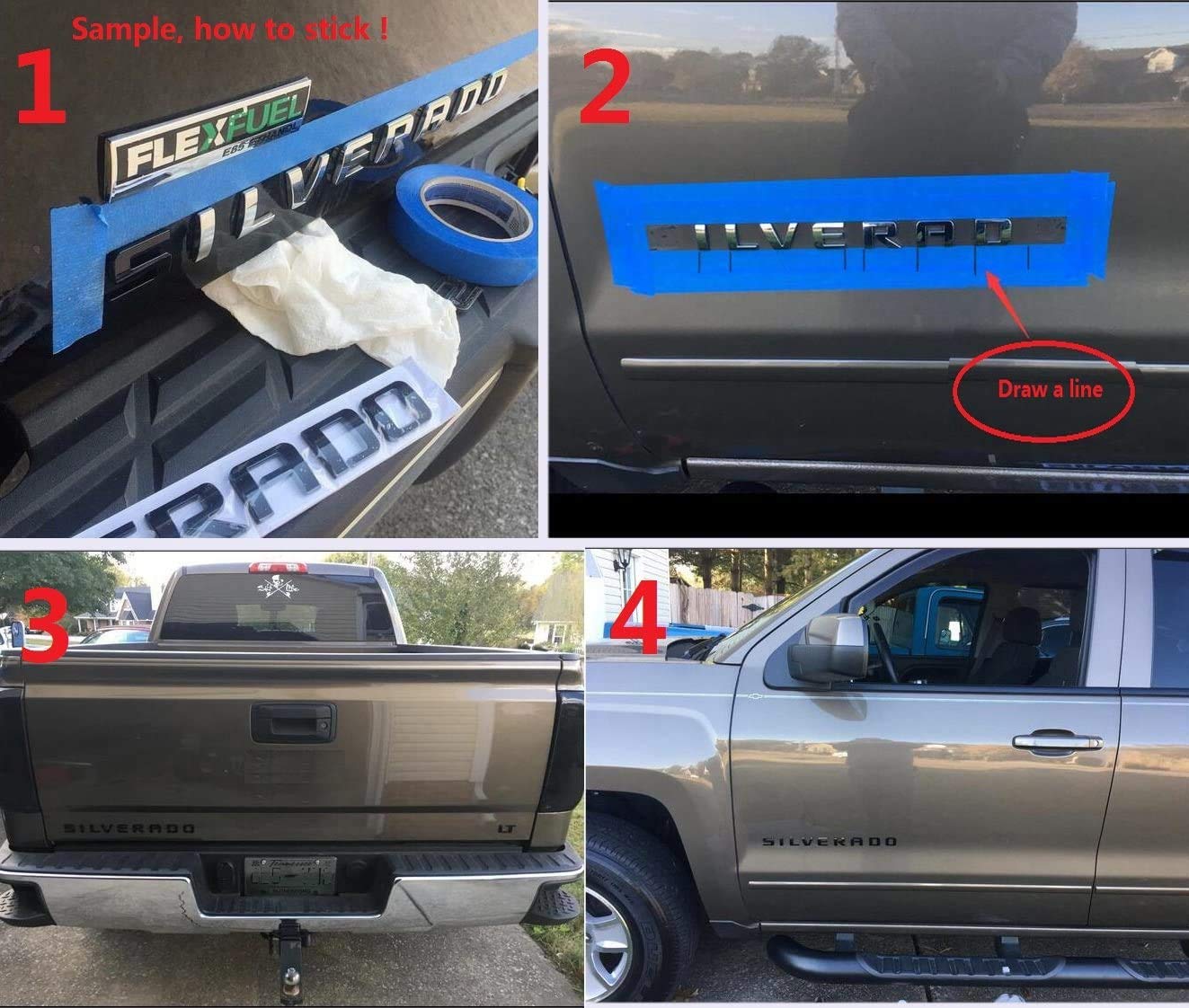 KINGBOO Silverado tailgate letters template included for precise alignment.