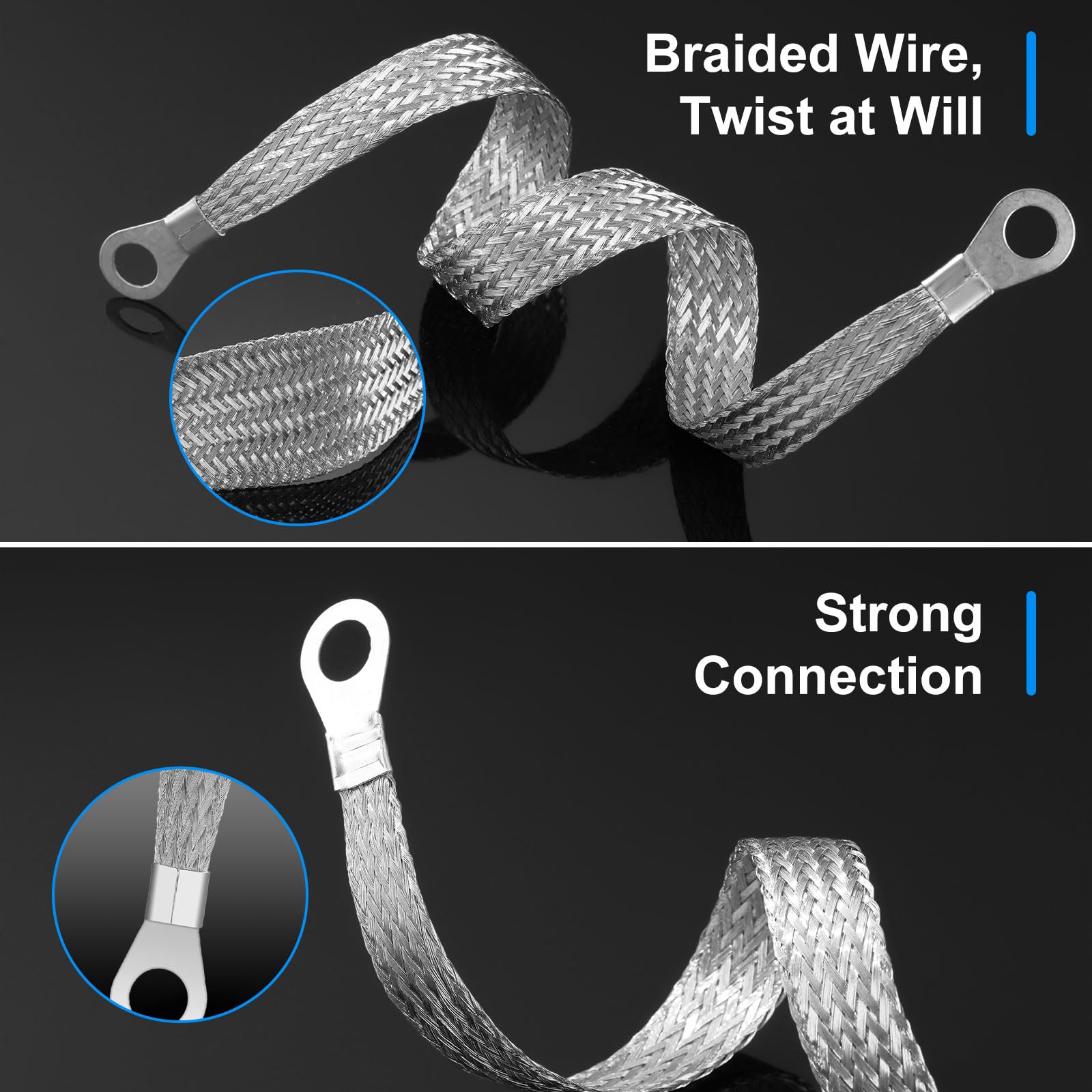 Kingdder flat braided copper strap highlights durable, low-resistance design