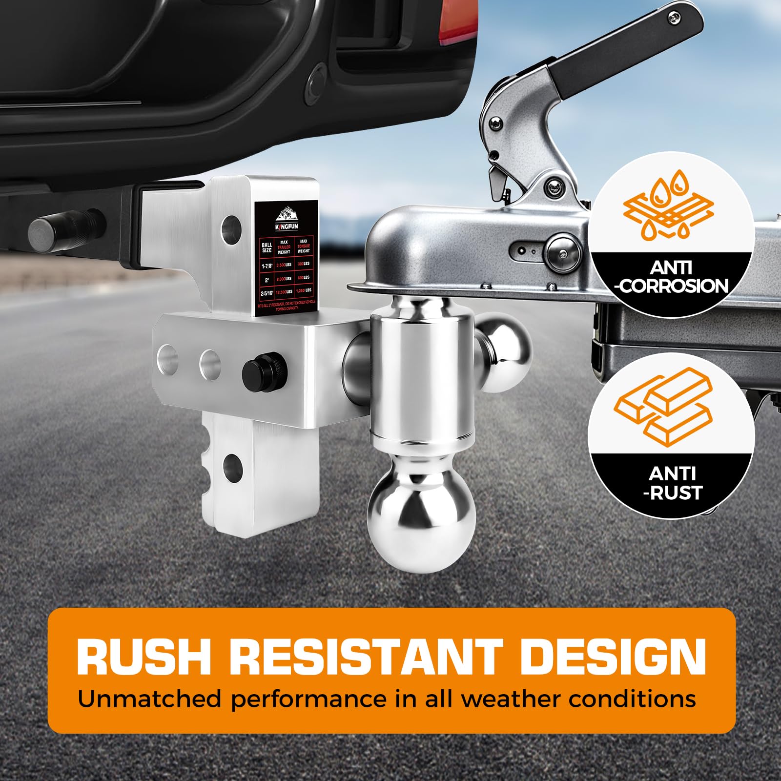 Kingfun heavy-duty aluminum construction delivers strength and corrosion resistance
