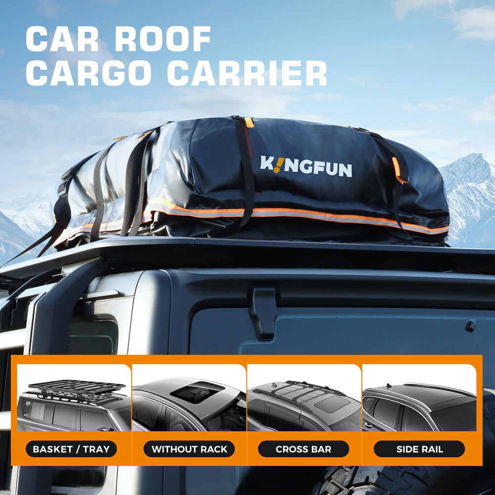 Kingfun cargo carrier offers extra-large storage for travel gear.