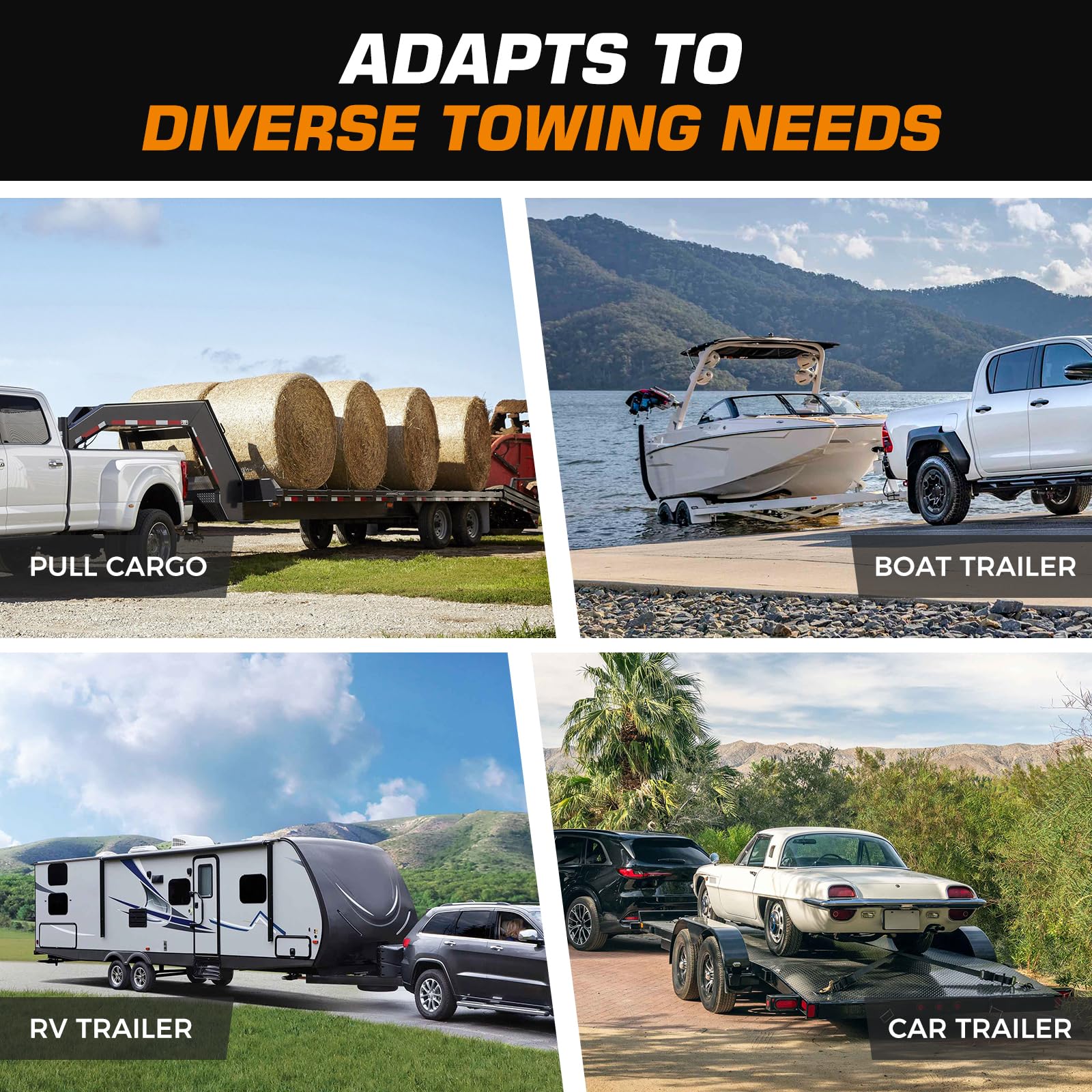 Kingfun sleek silver finish on hitch enhances truck-side appearance.