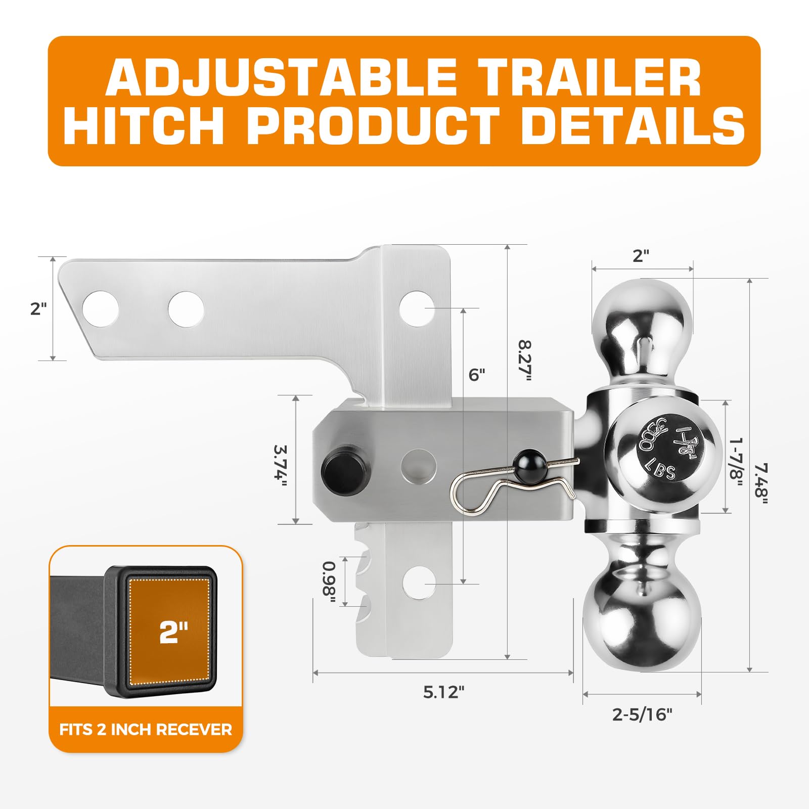 Kingfun two-inch receiver trailer hitch demonstrates a secure connection for stable towing
