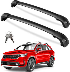 KINGGERI 300lbs lockable roof rack cross bars, front view, highlighting secure load capacity.
