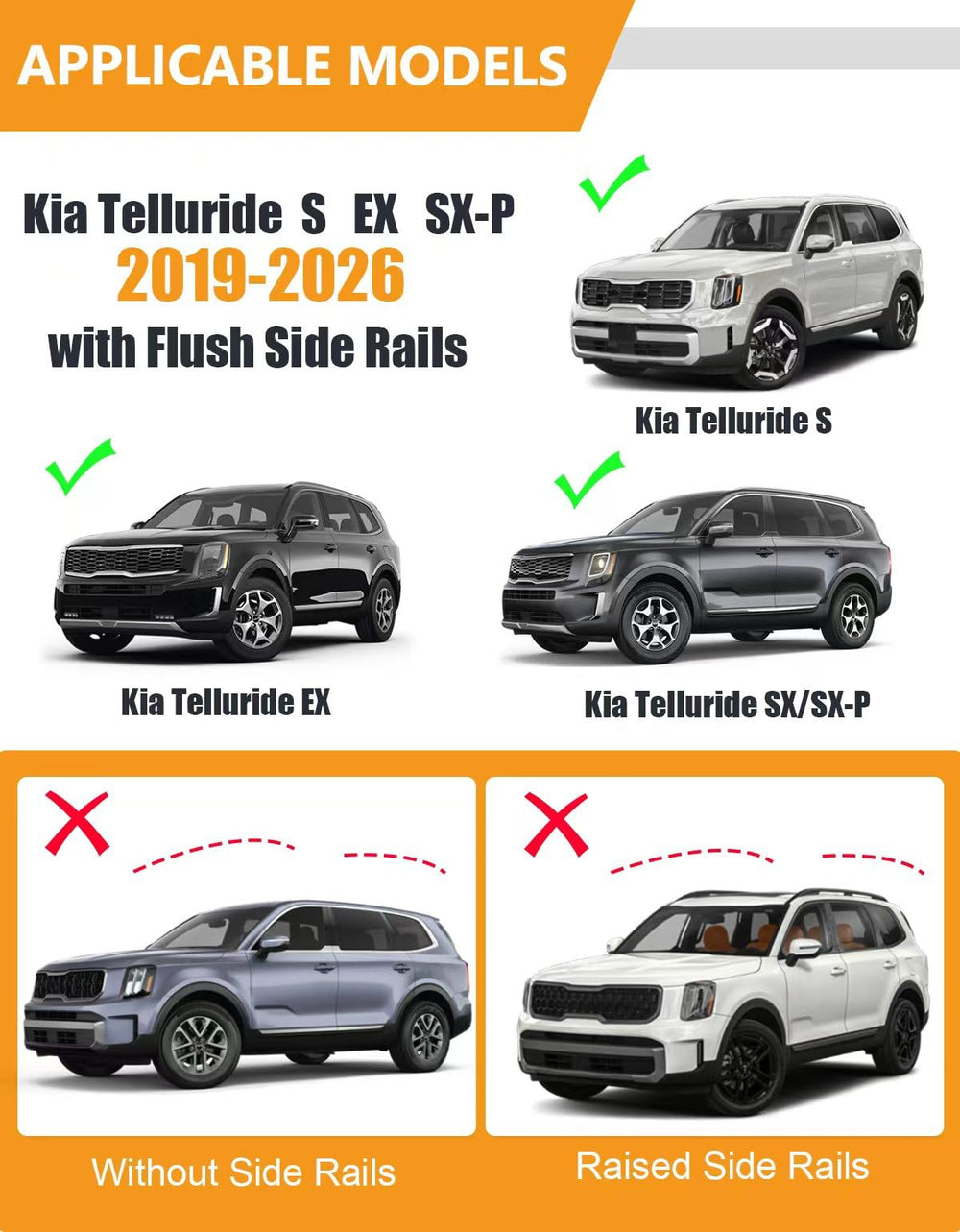 KINGGERI roof rack crossbars side profile showing adjustable width for Telluride.