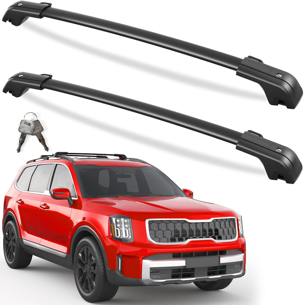 KINGGERI 330LBS crossbar front view securely fits Kia Telluride raised rails