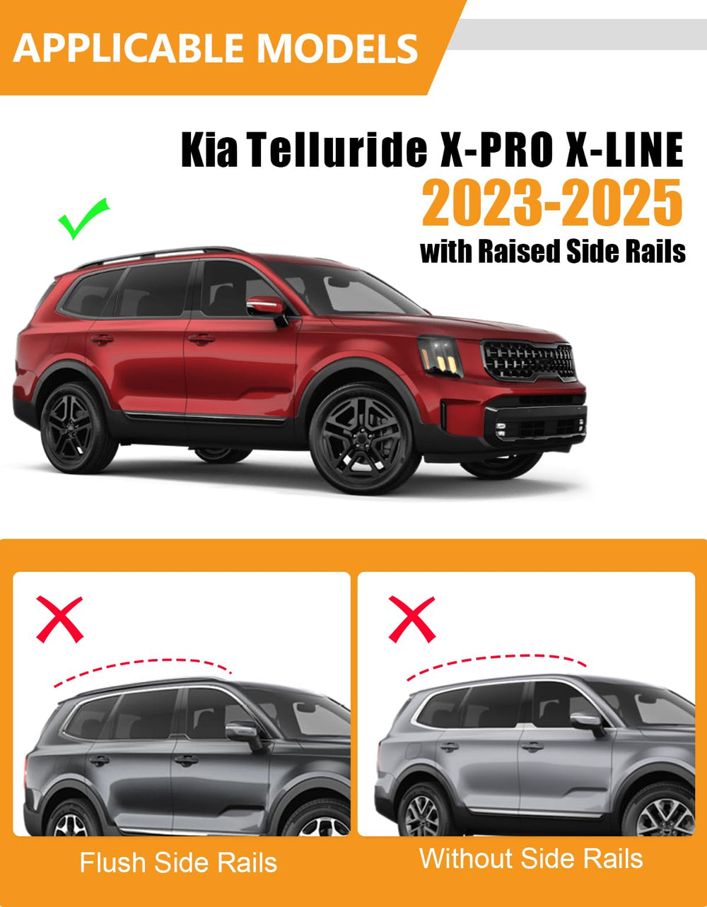 KINGGERI crossbar rear view complements raised rails for balanced loads