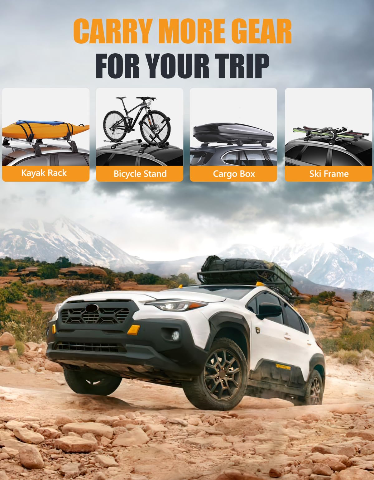 Adjustable width crossbars fit varied Crosstrek roof configurations securely