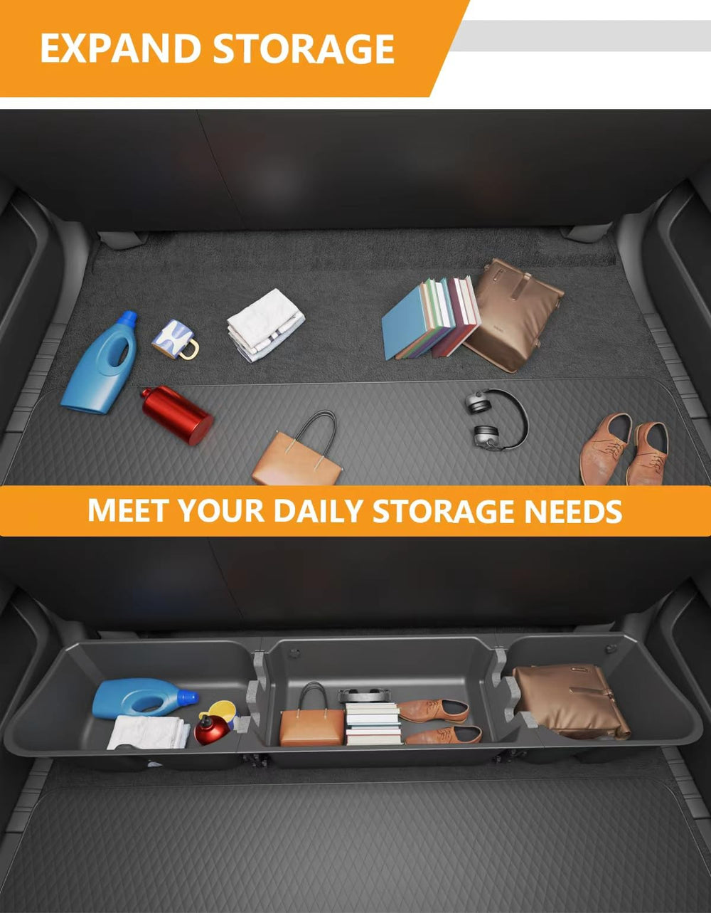 KINGGERI hidden cargo pocket under seat keeps interior tidy