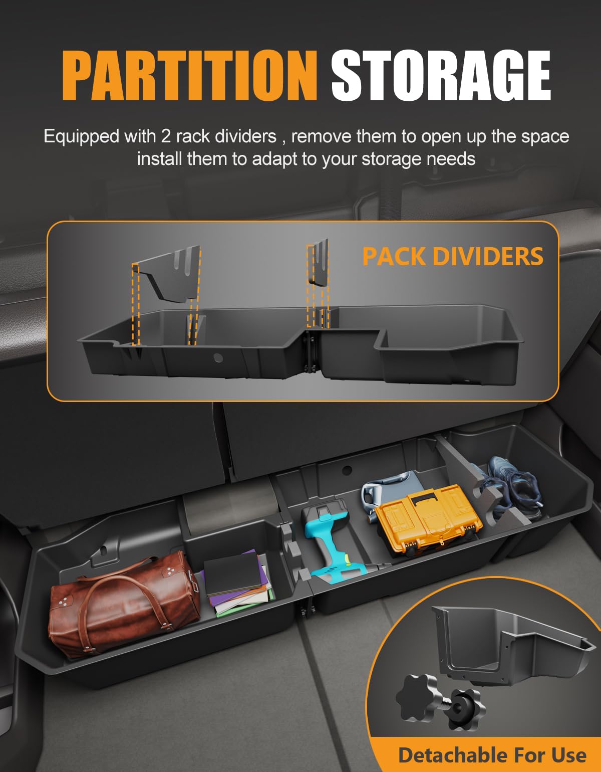 KINGGERI under-seat box enables concealed storage under the seat.