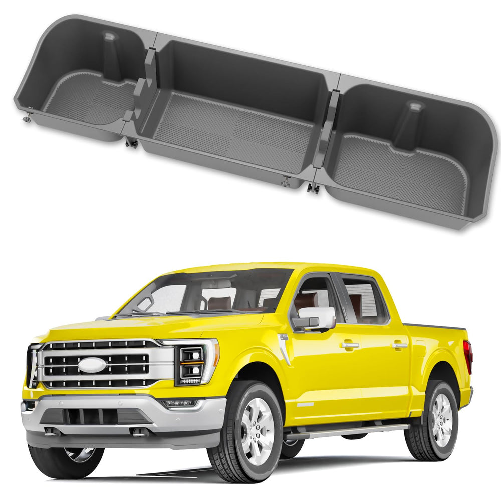 KINGGERI under-seat storage box installed under Ford F-150 crew cab for hidden cargo