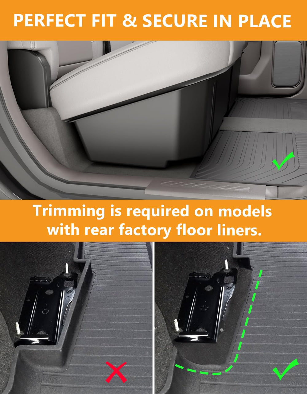 KINGGERI under-seat storage box for 2500HD/3500HD creates extra hidden storage.