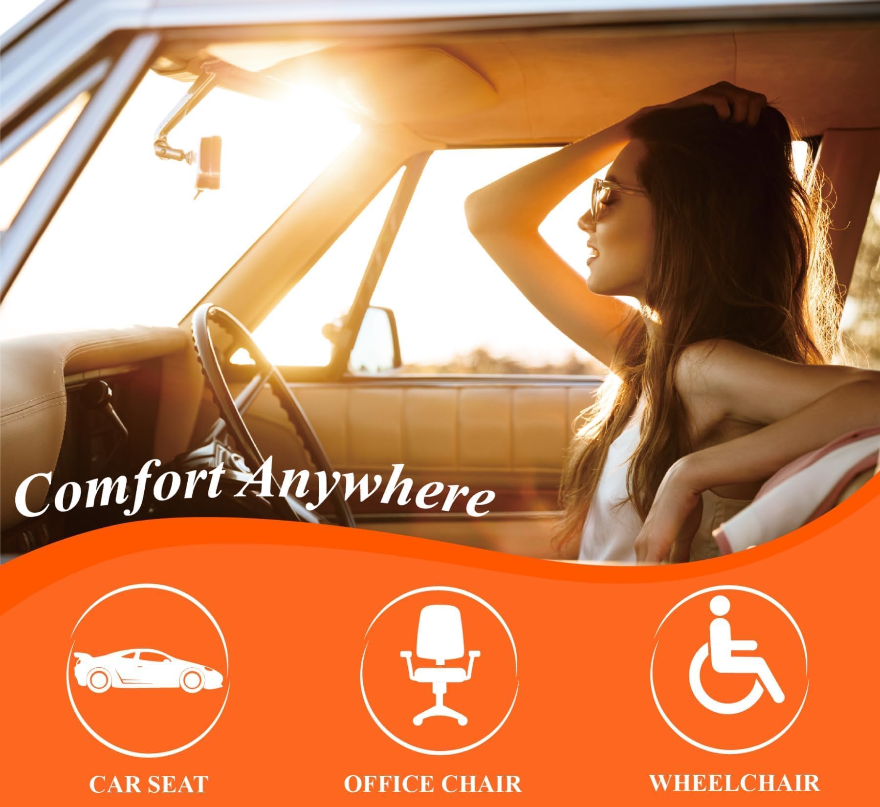 Kingphenix car seat cushion side profile shows slim design for long drives