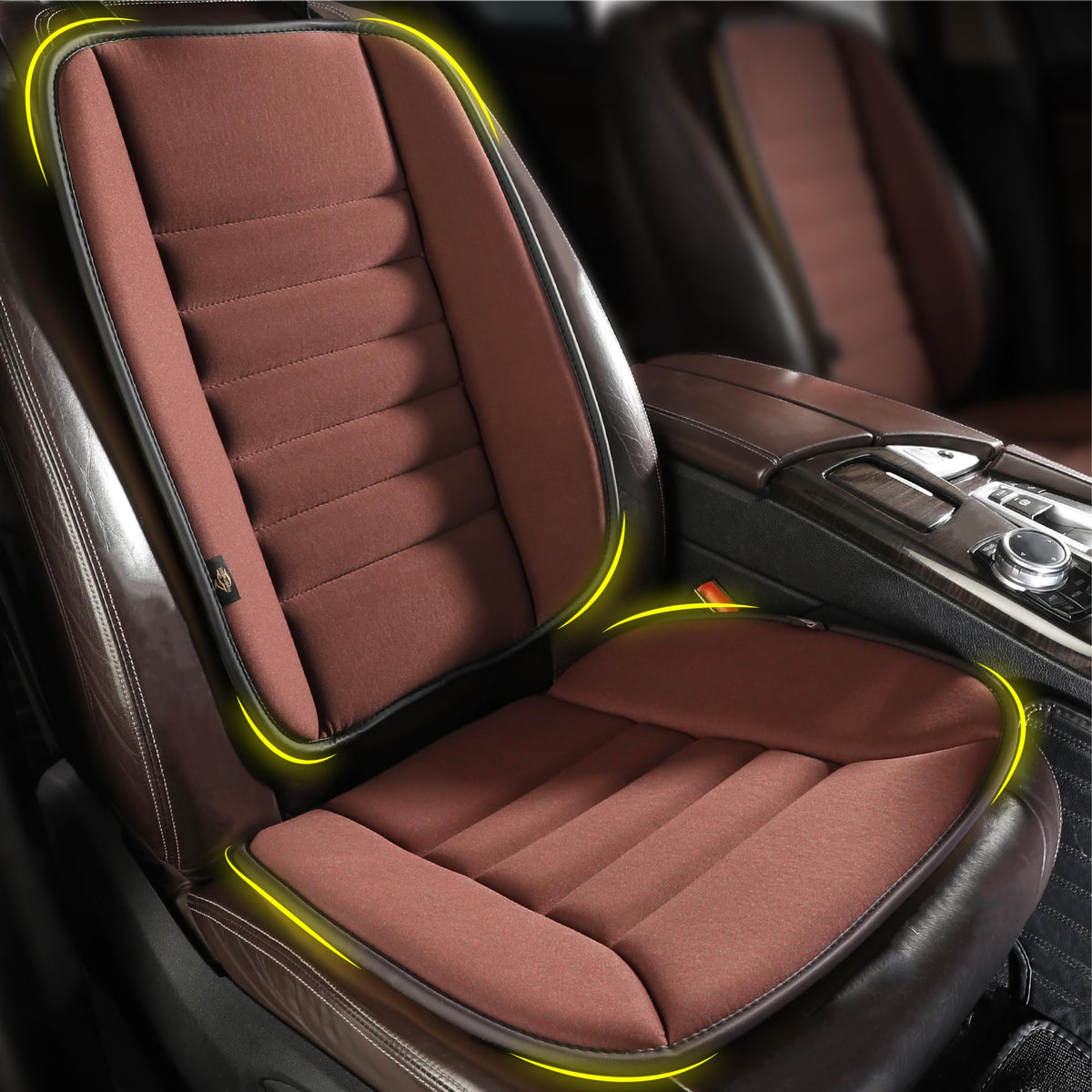 Kingphenix car seat cushion front view for enhanced all-day comfort.