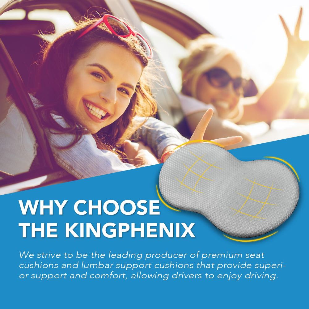 Kingphenix compact portable cushion fits car seats, desks, and wheelchairs.