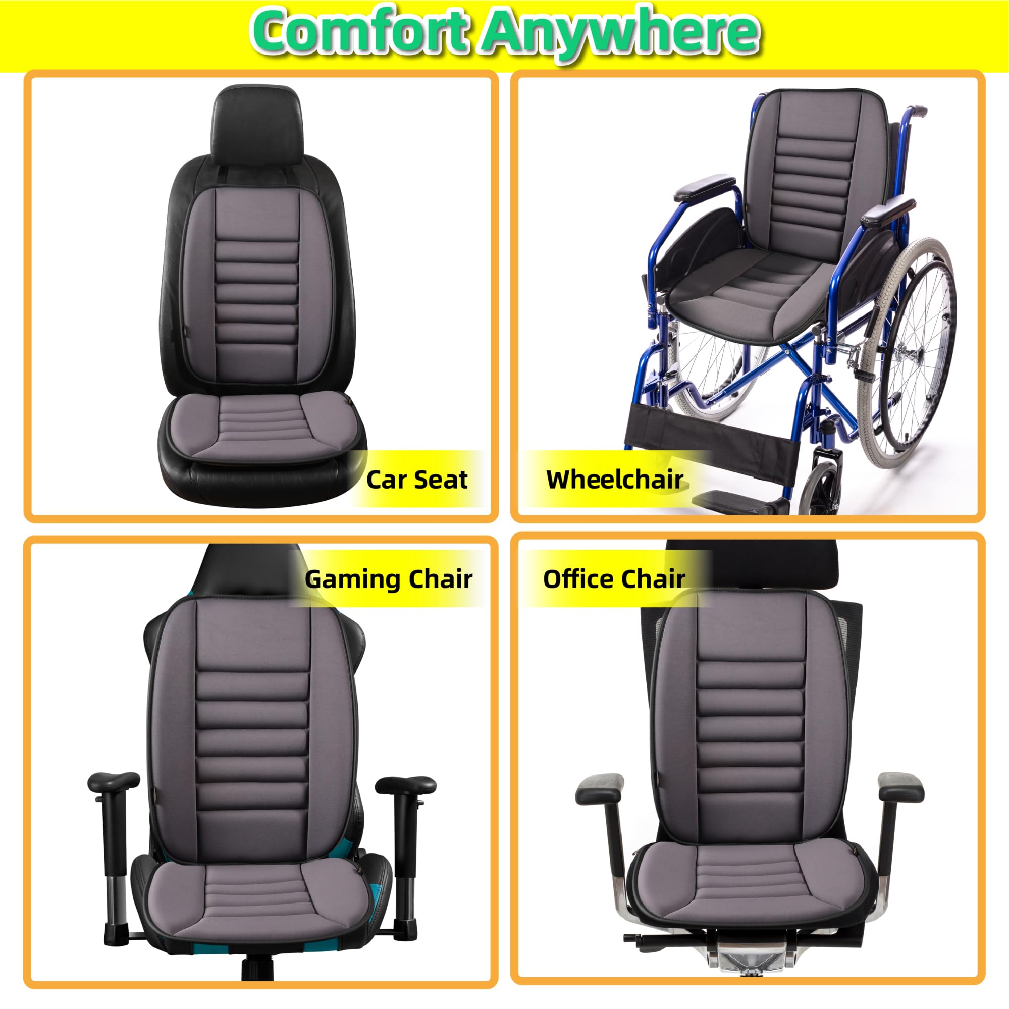 kingphenix driver-seat-cushion on car seat shows versatile comfort on road trips