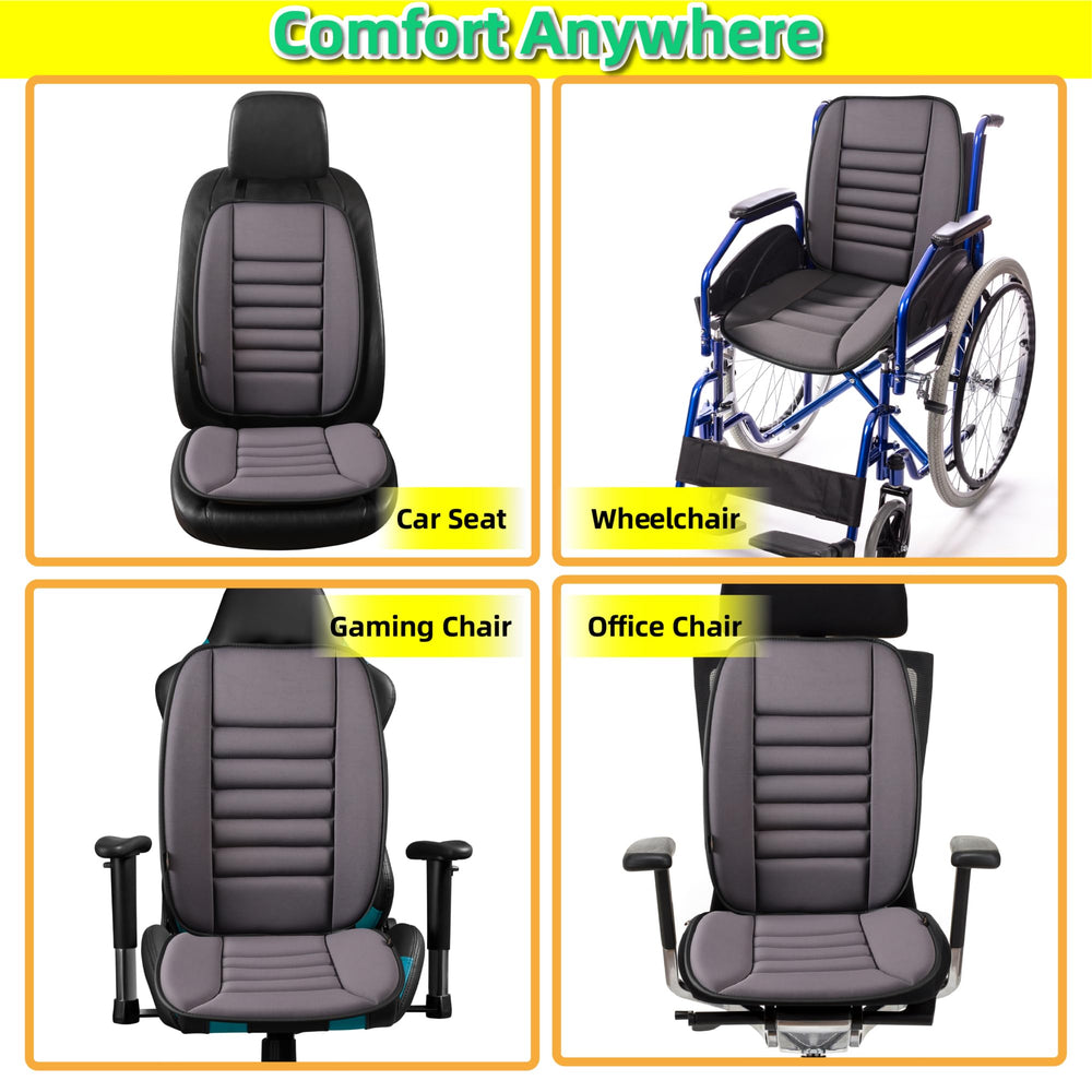 kingphenix driver-seat-cushion on car seat shows versatile comfort on road trips