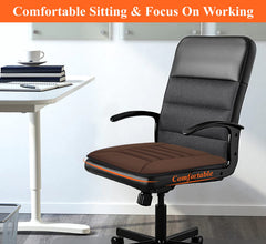 Kingphenix memory-foam-office-cushion provides comfortable seating at the desk.