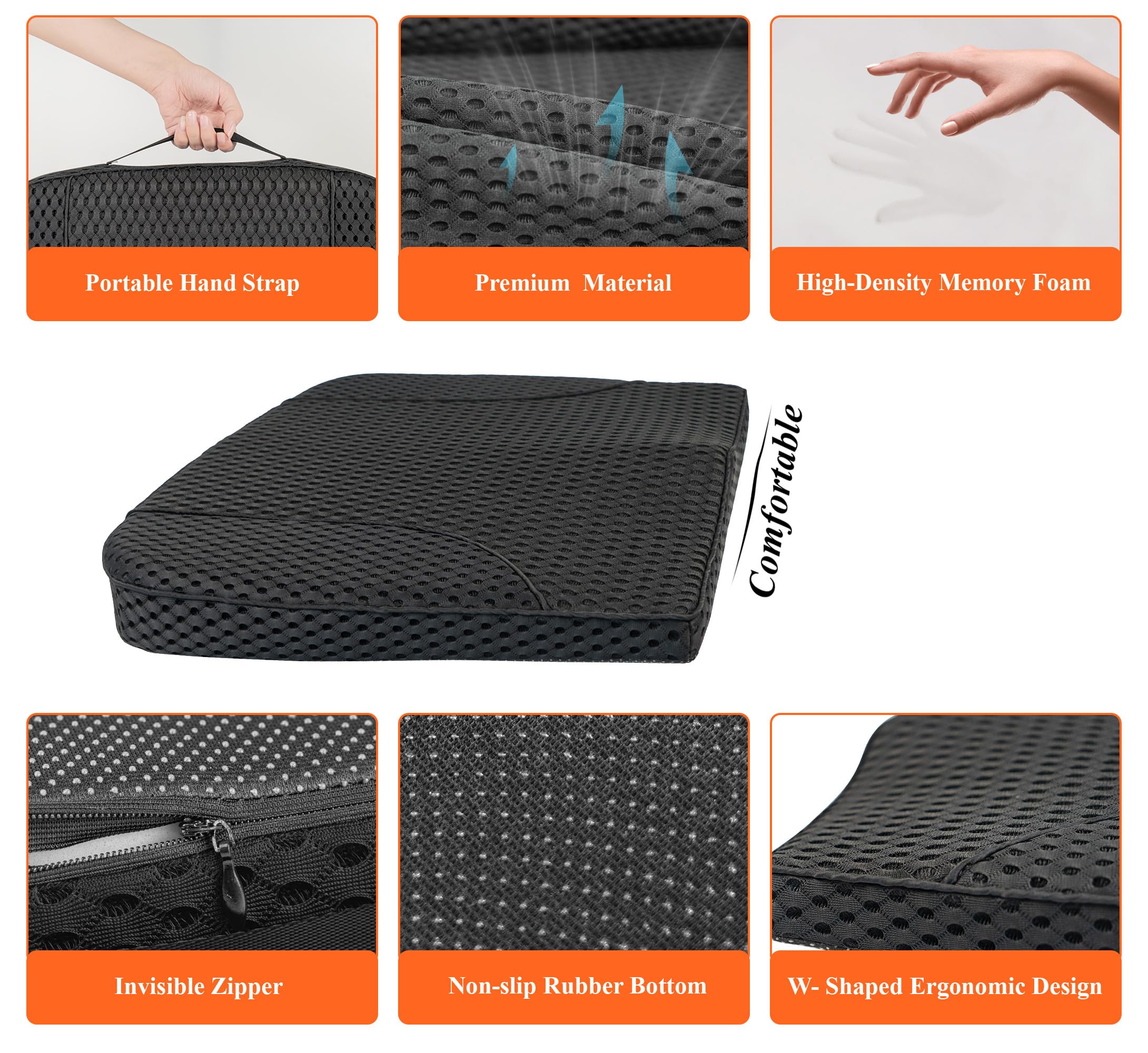 Kingphenix memory foam closeup reveals contour for back and hip support