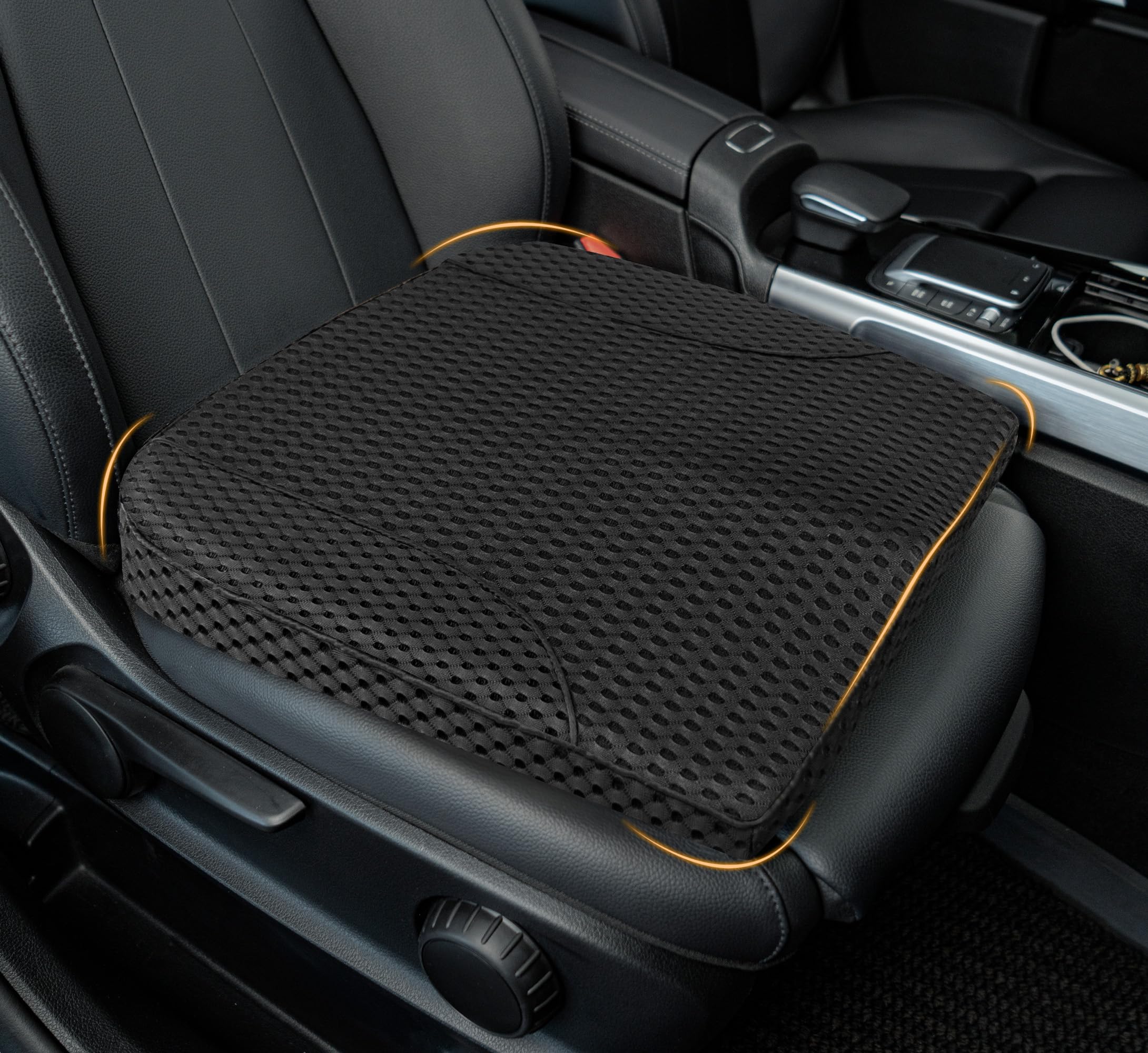 Kingphenix Premium Car Seat Cushion front view with 4D mesh for driving comfort